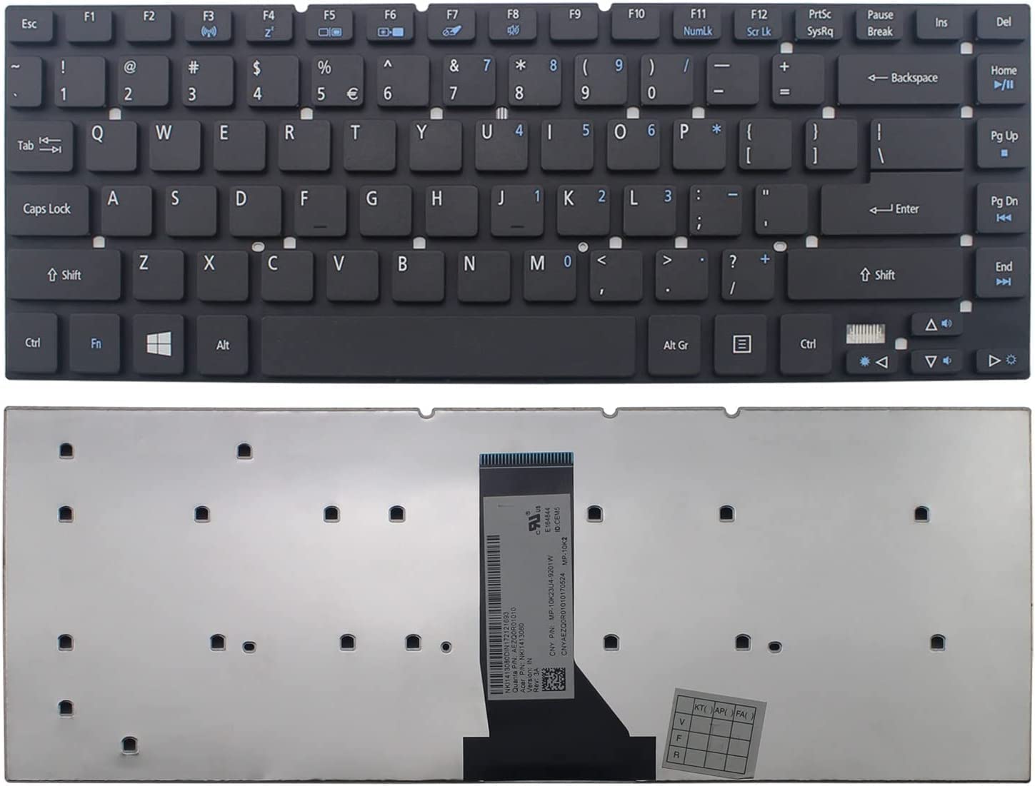 Wistar Laptop Keyboard Compatible for Acer Aspire 3830 3830G 3830T 3830TG 4830 4830G 4830T 4830TG 4755 4755G 4840 4840G P N KB. I140A. 292 KBI140A292 MP-10K23U4-6982 PK130IO1C00 MP-10k23U4-6981